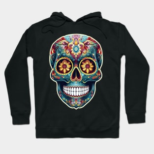 Turquoise Mexican Sugar Skull Hoodie